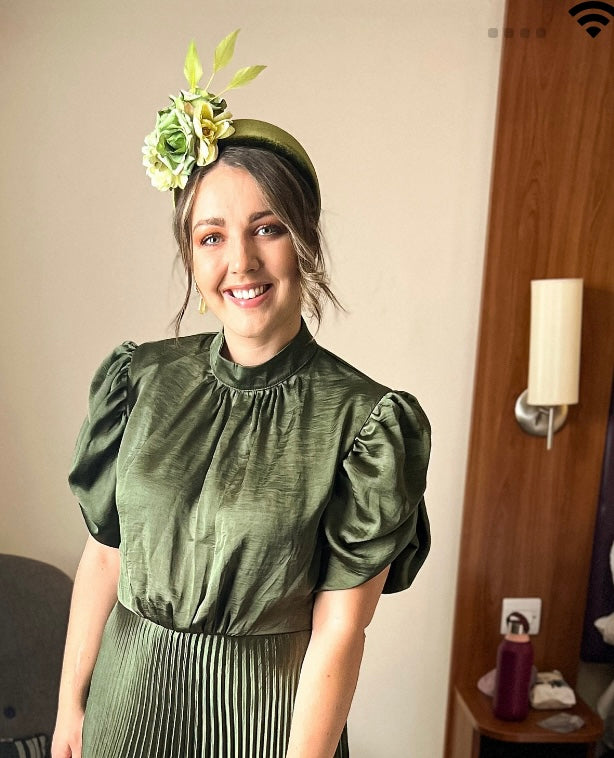 Olive Green Flower Headpiece