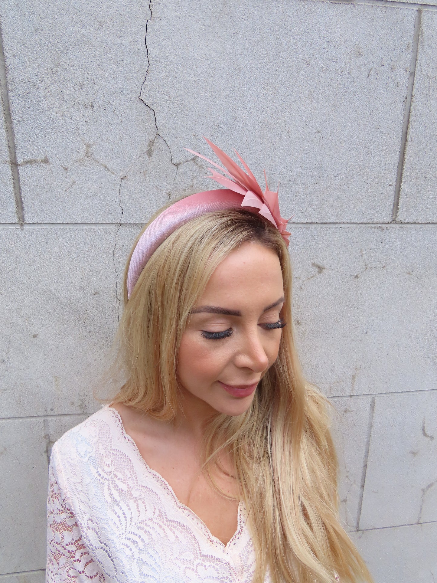 Dusky Pink Feather Fascinator Headband