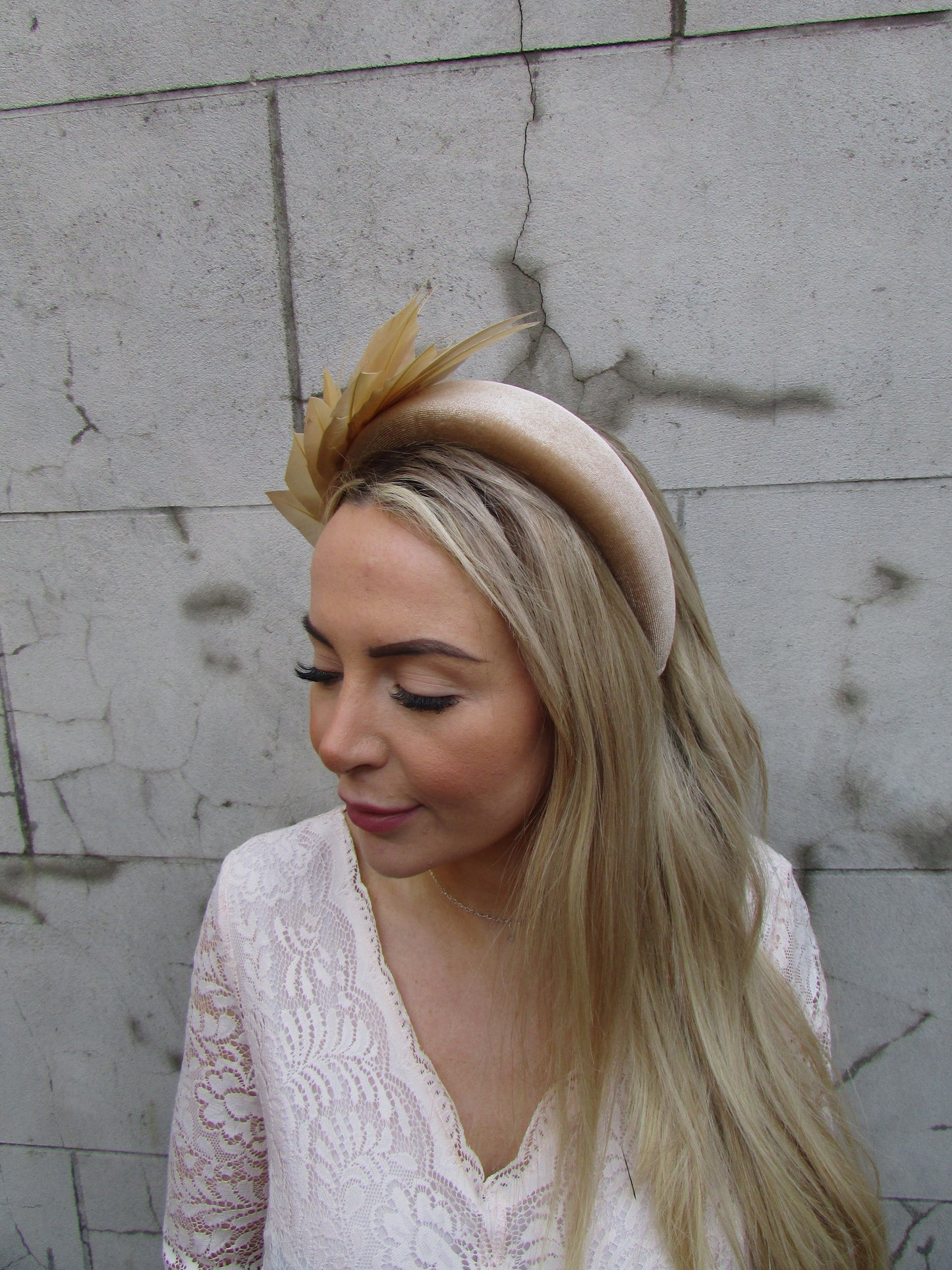 Beige Feather Headpiece