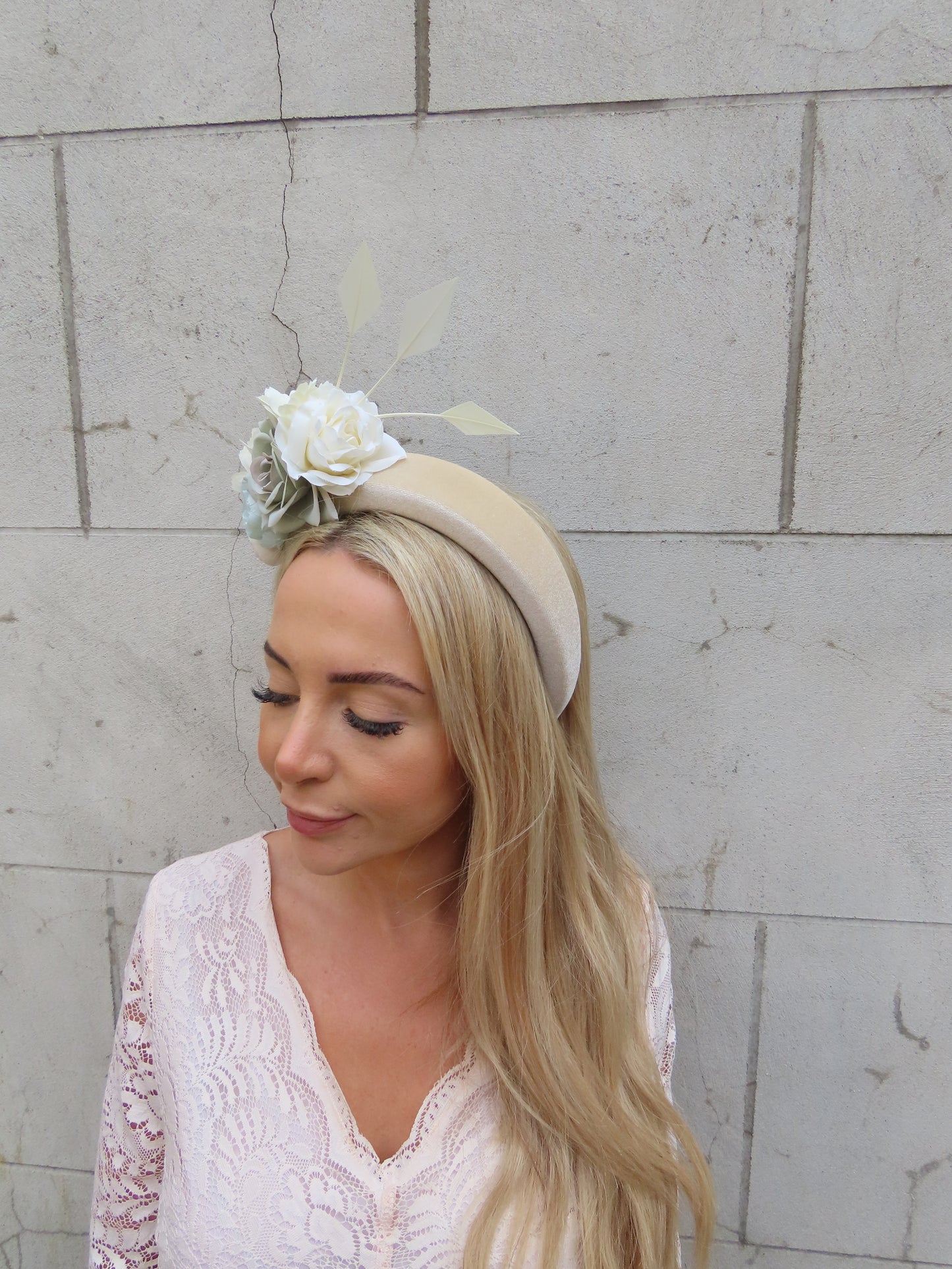 Cream & Sage Fascinator Headband