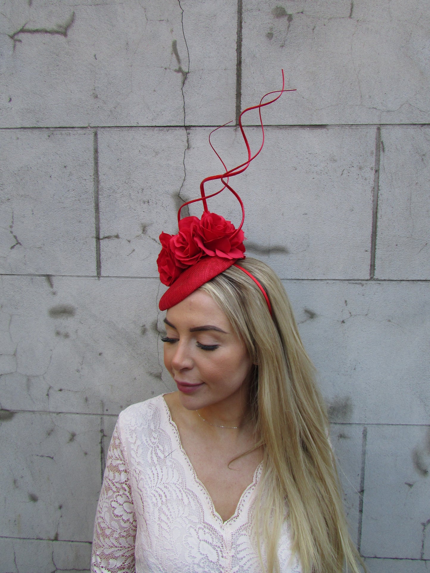 Red Rose Pillbox Hat Fascinator