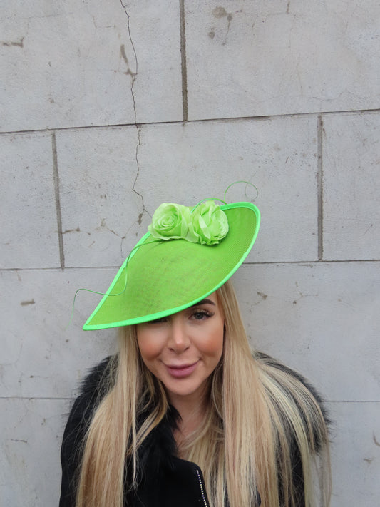 Lime Green Large Rose Flower Hat