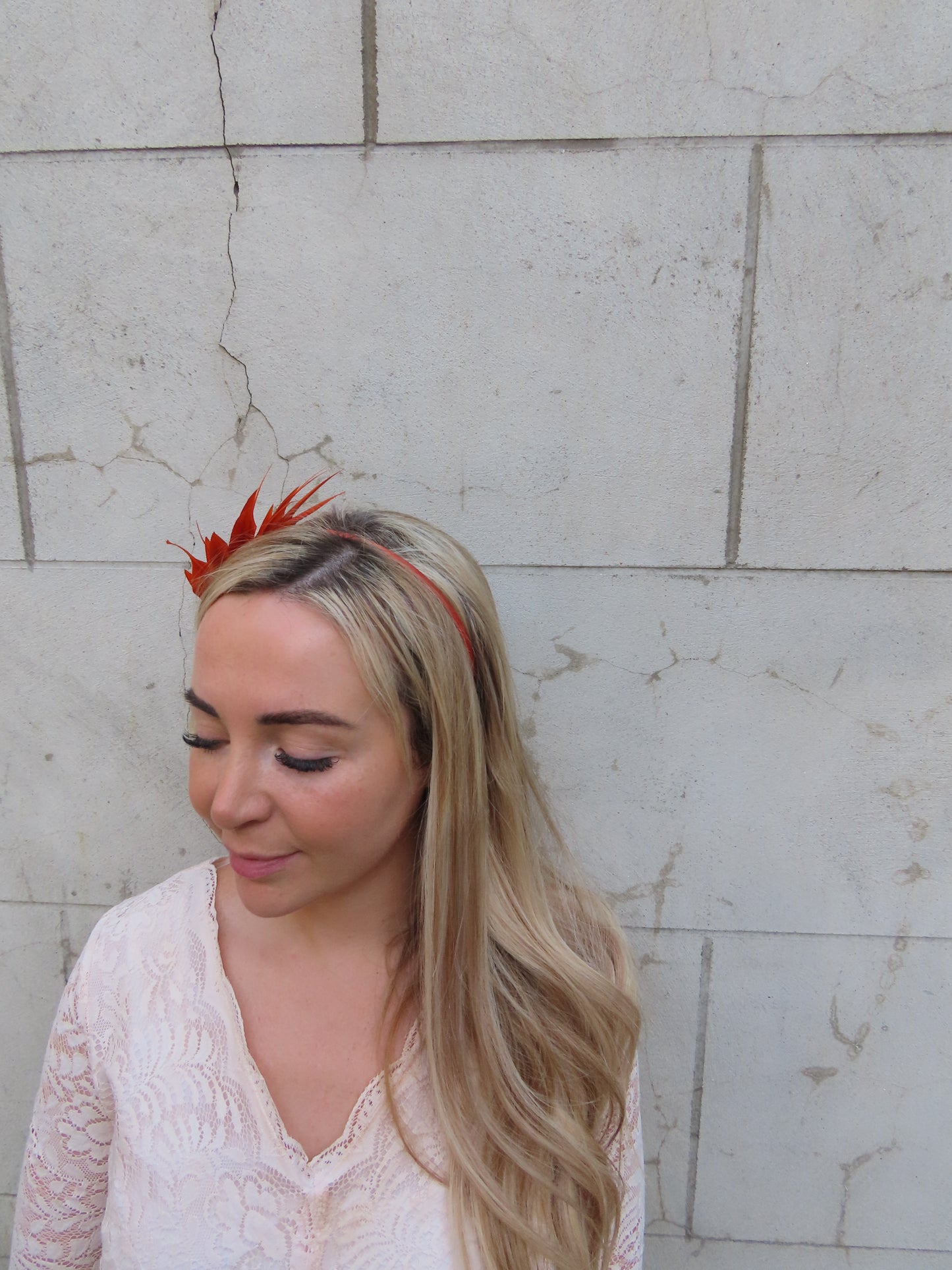 Rust Feather Headband Fascinator