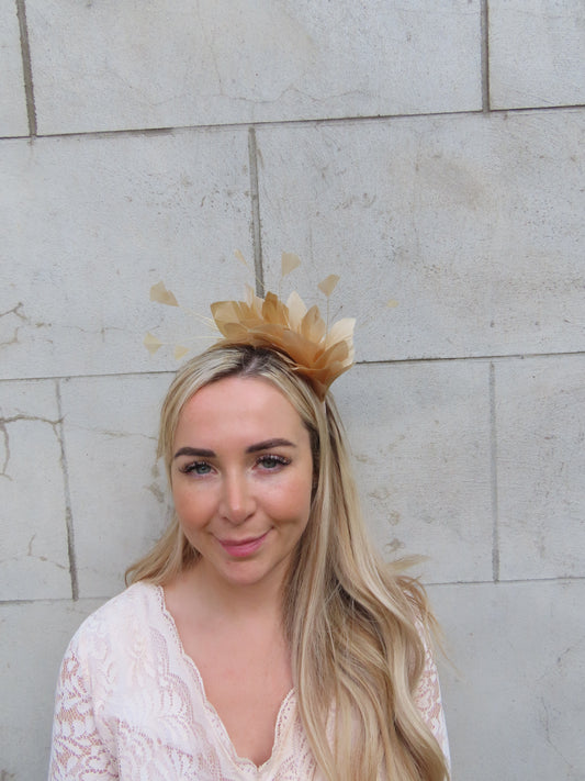 Nude Feather Fascinator Thin Headband