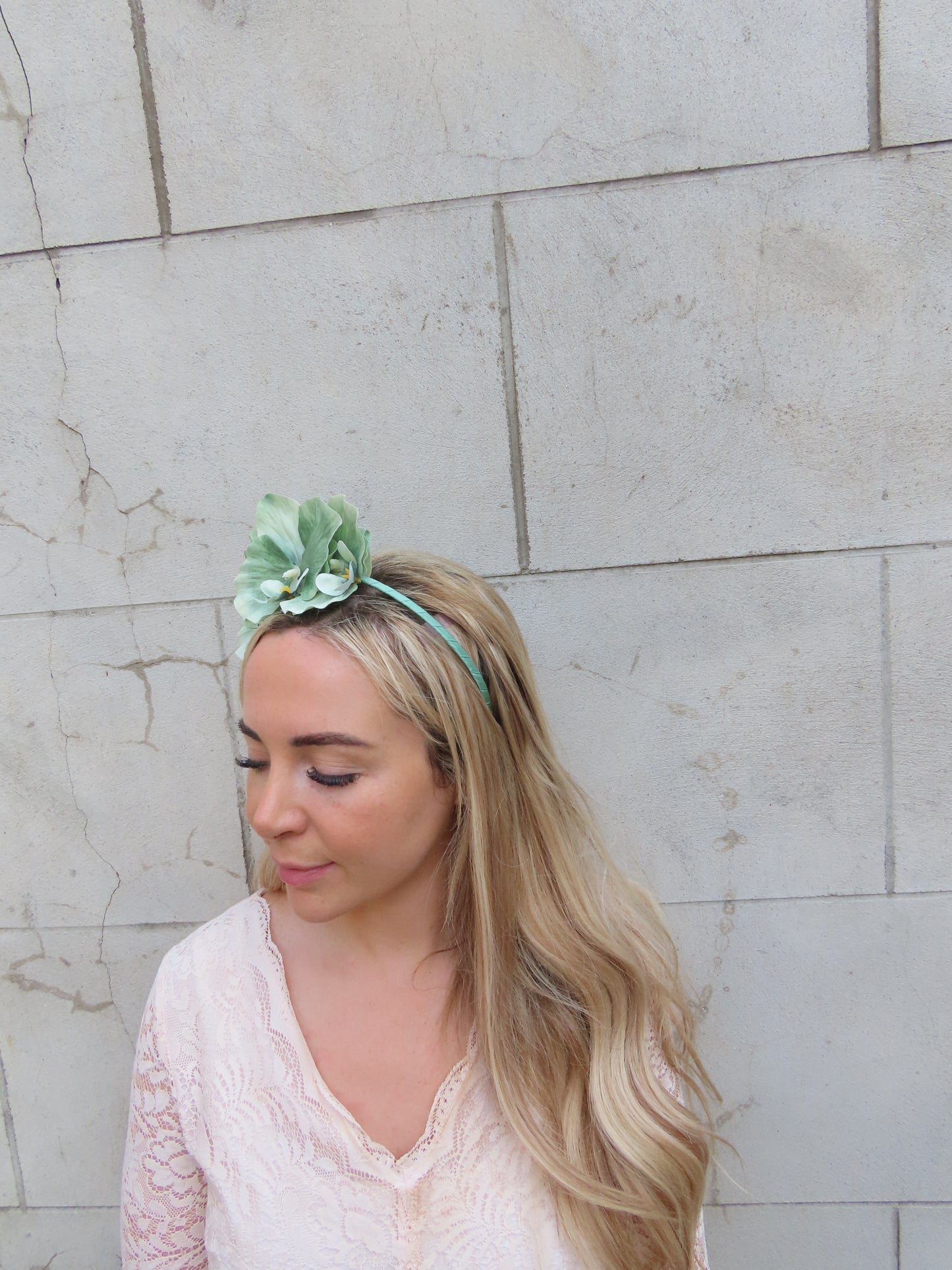 Sage Green Orchid Flower Fascinator