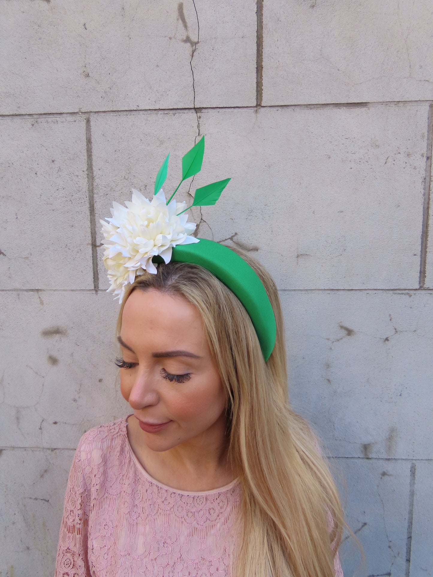 Emerald & Ivory Flower Headpiece