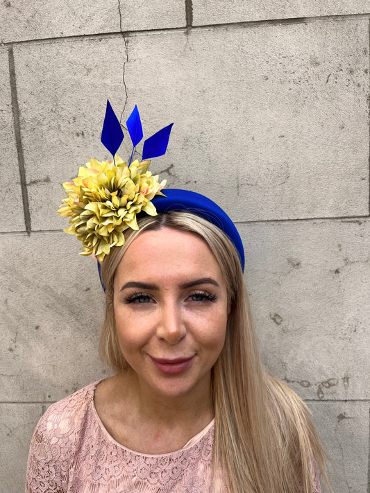 Royal Blue & Chartreuse Flower Fascinator
