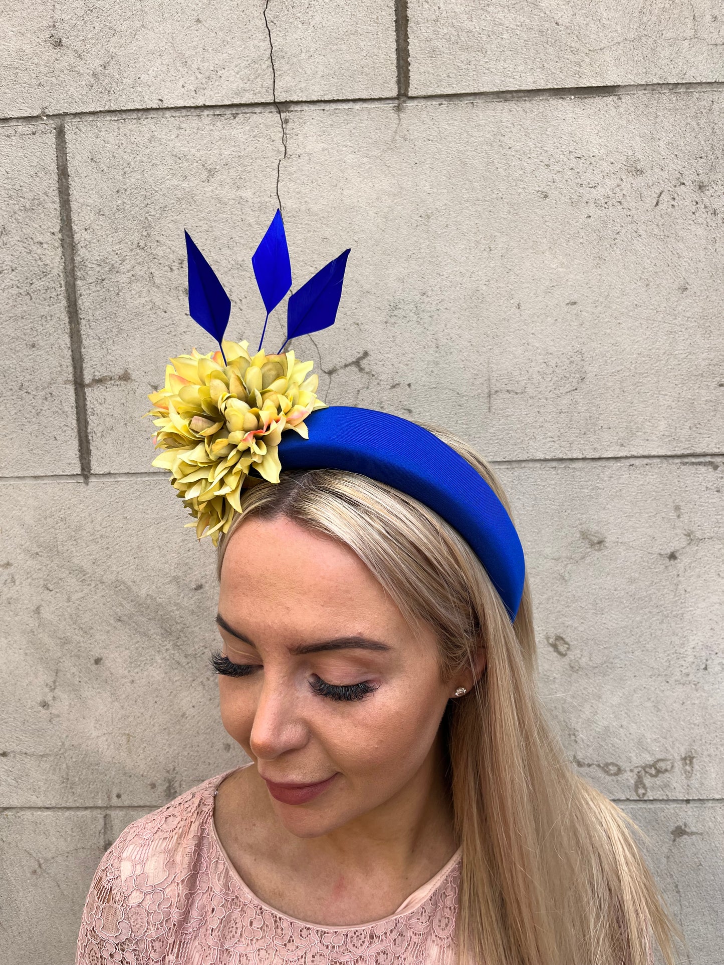 Royal Blue & Chartreuse Flower Fascinator