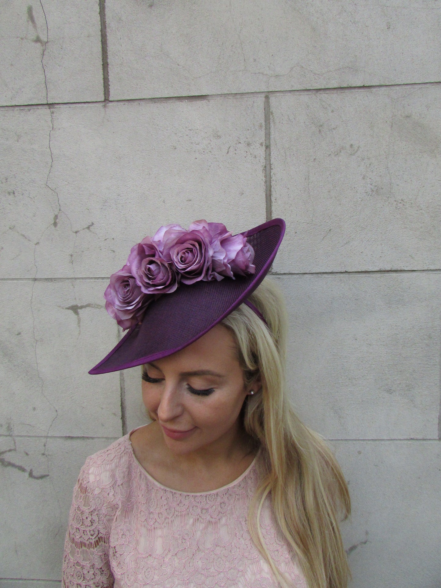 Plum Rose Flower Teardrop Hatinator