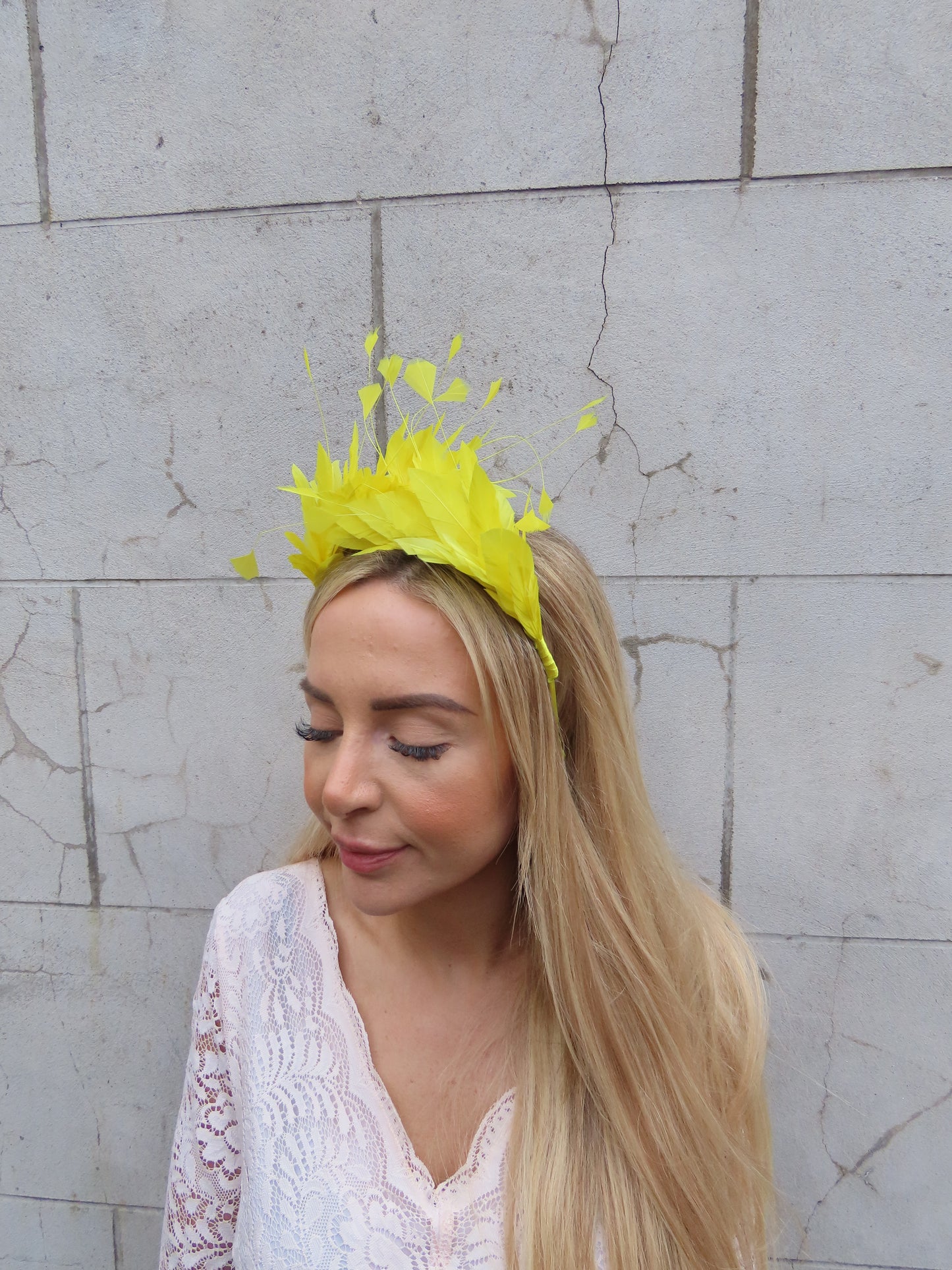 Yellow Feather Crown Fascinator