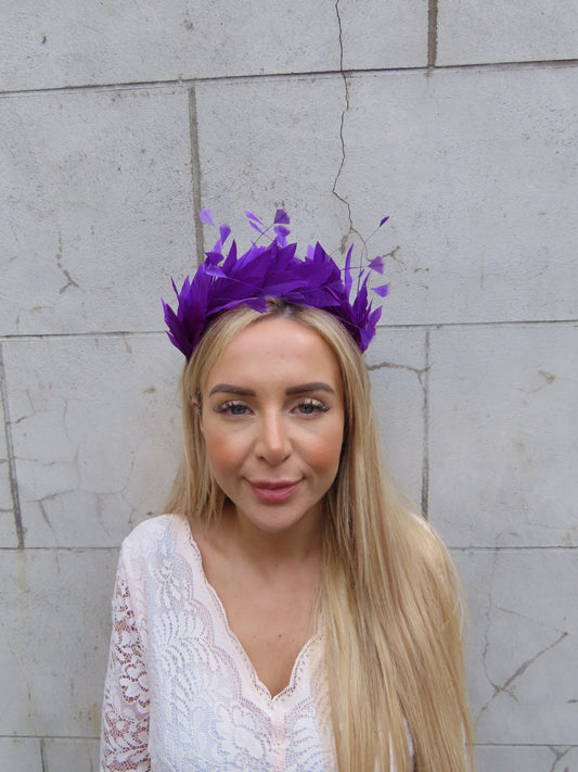 Purple Feather Crown Fascinator