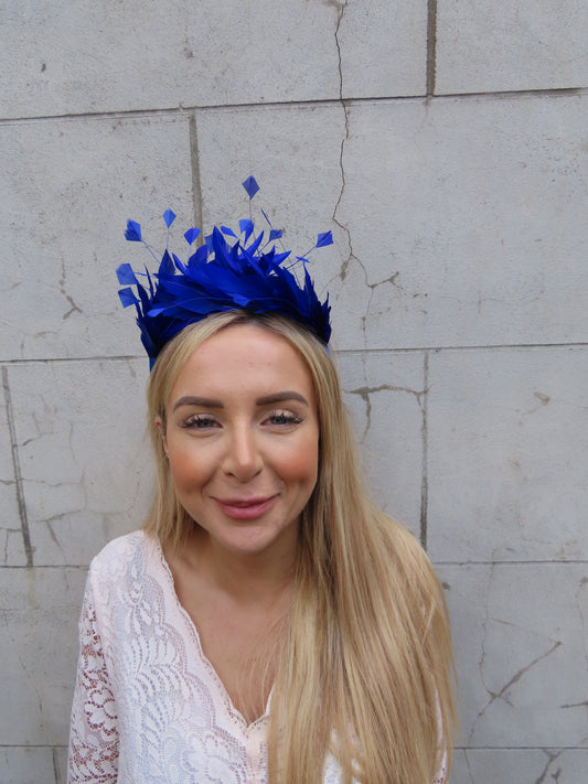 Royal Blue Feather Crown Fascinator