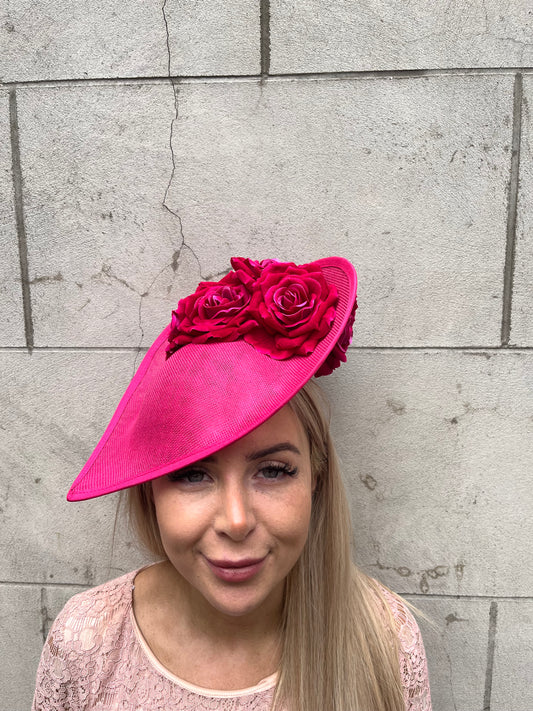 Dramatic Fuchsia Pink Flower Teardrop Hat