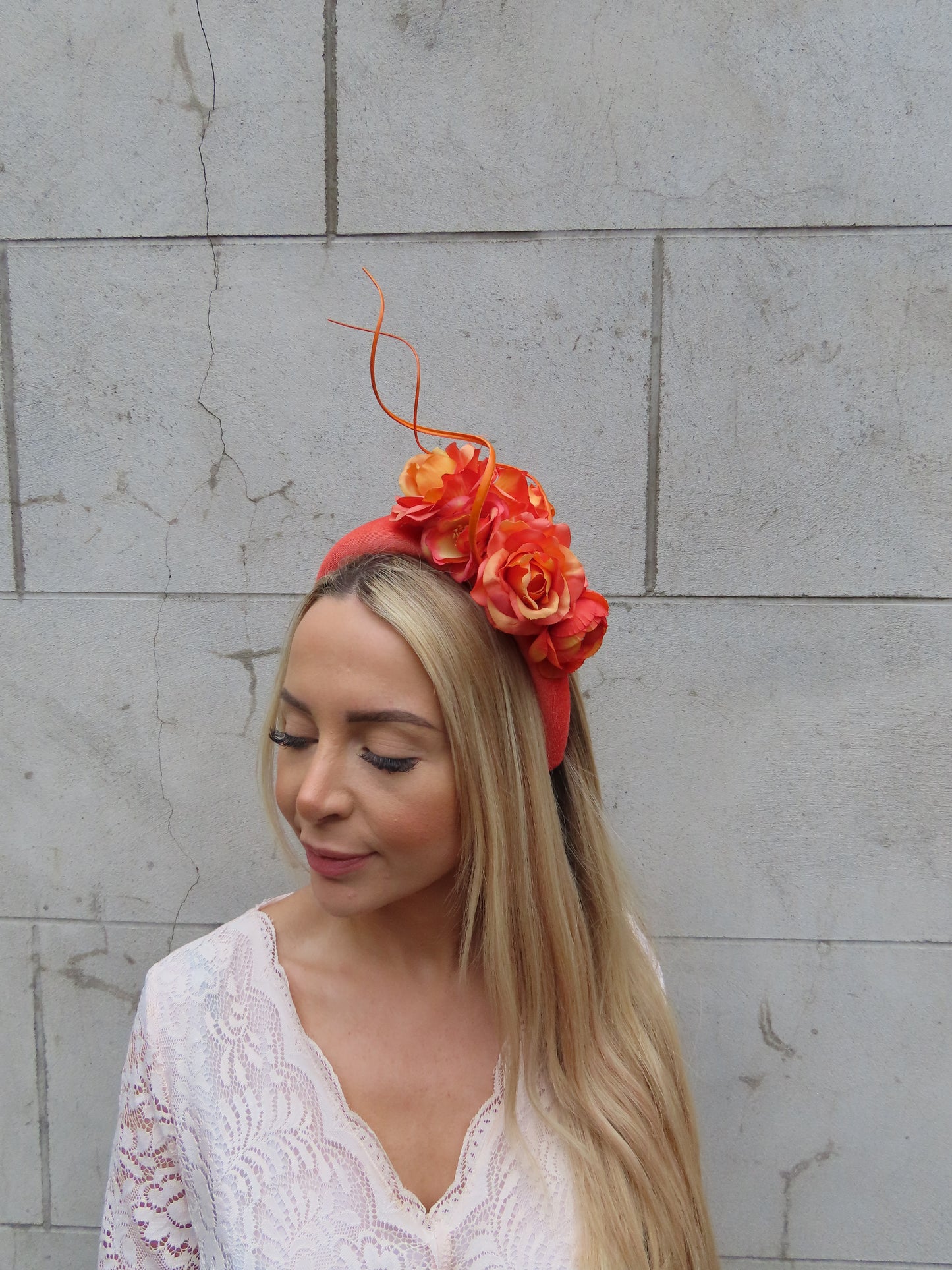 Burnt Orange Rose Flower Fascinator