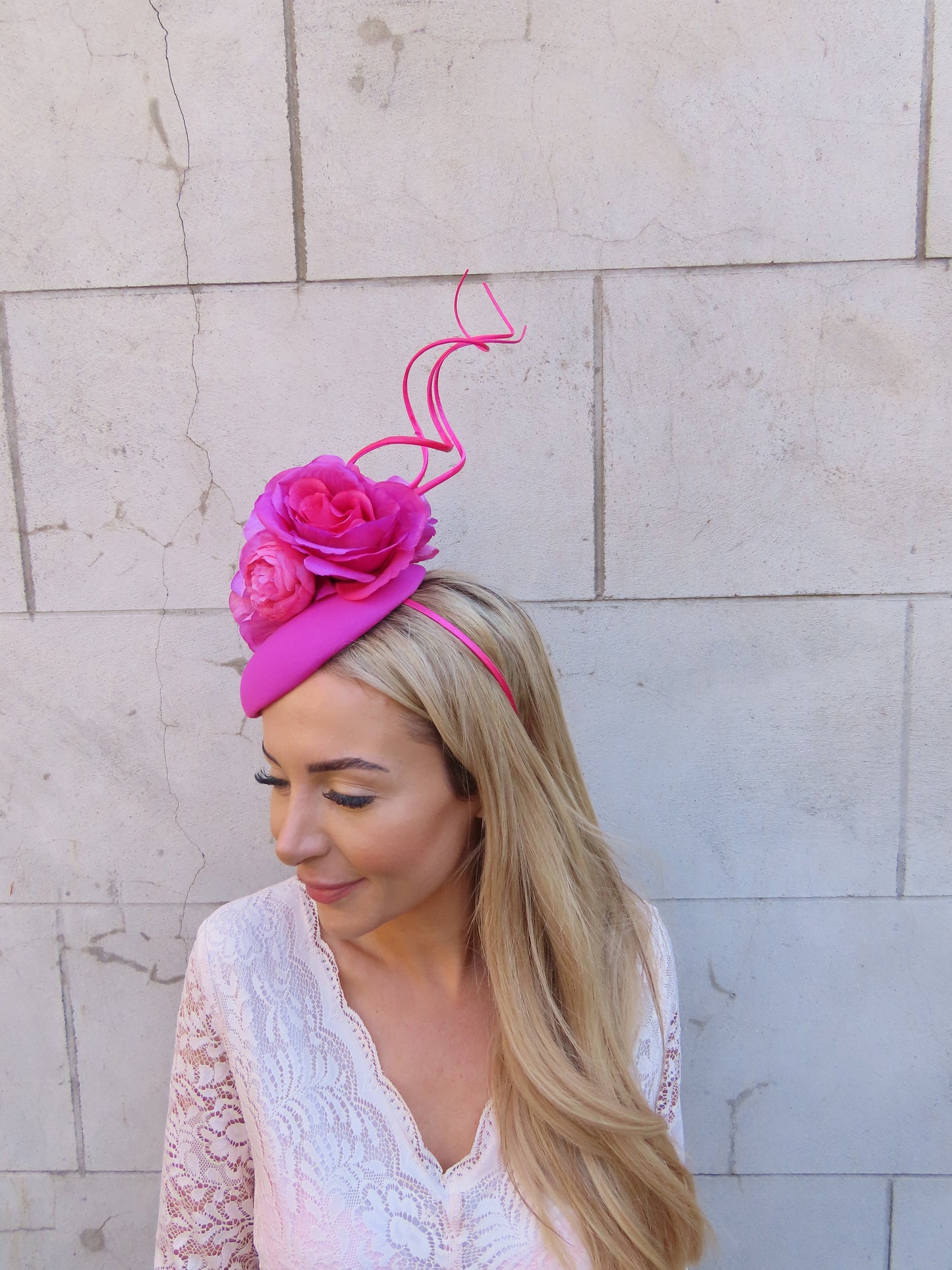 Magenta Pink Flower Pillbox Hat