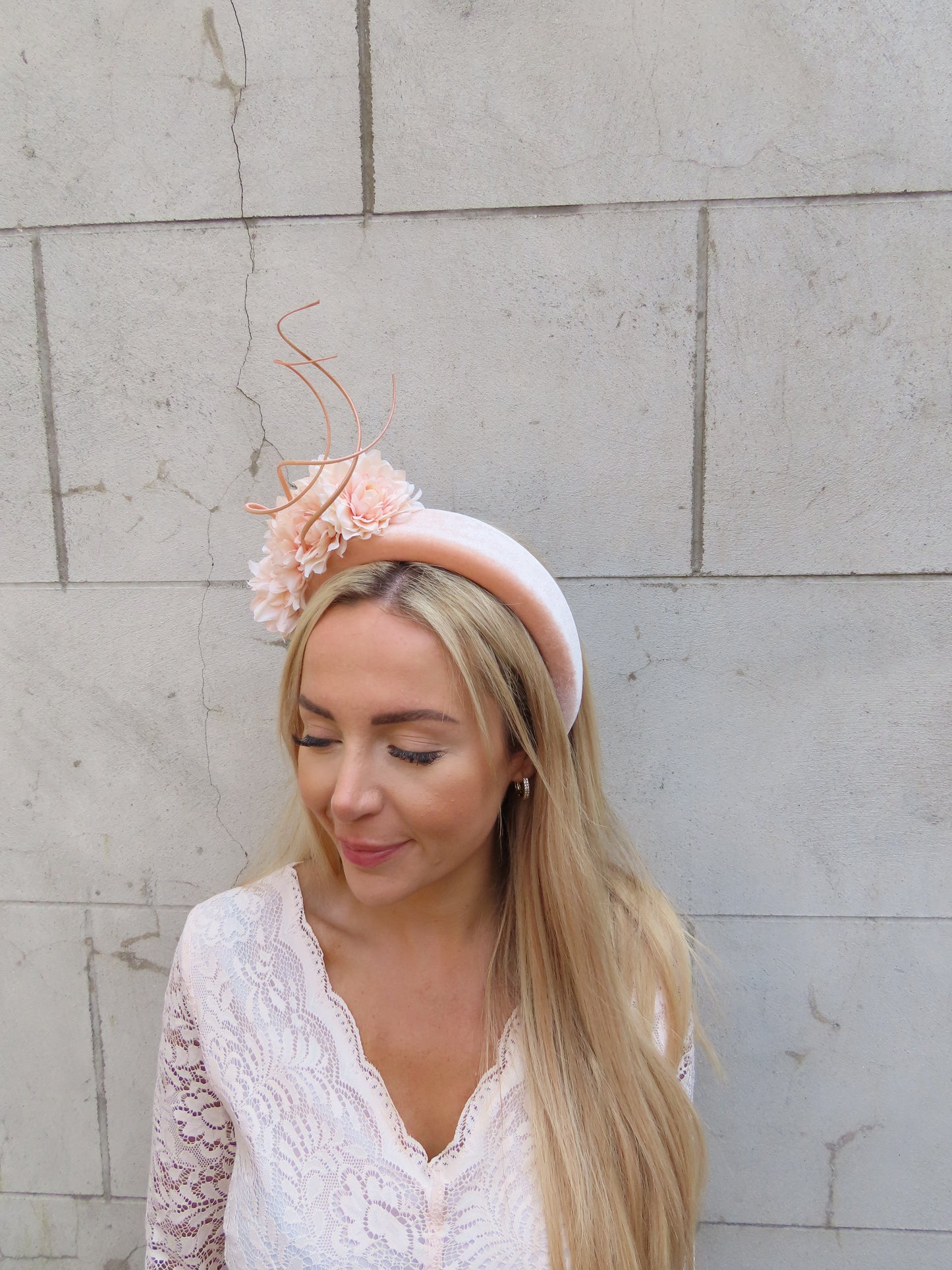 Peach Flower Statement Headpiece