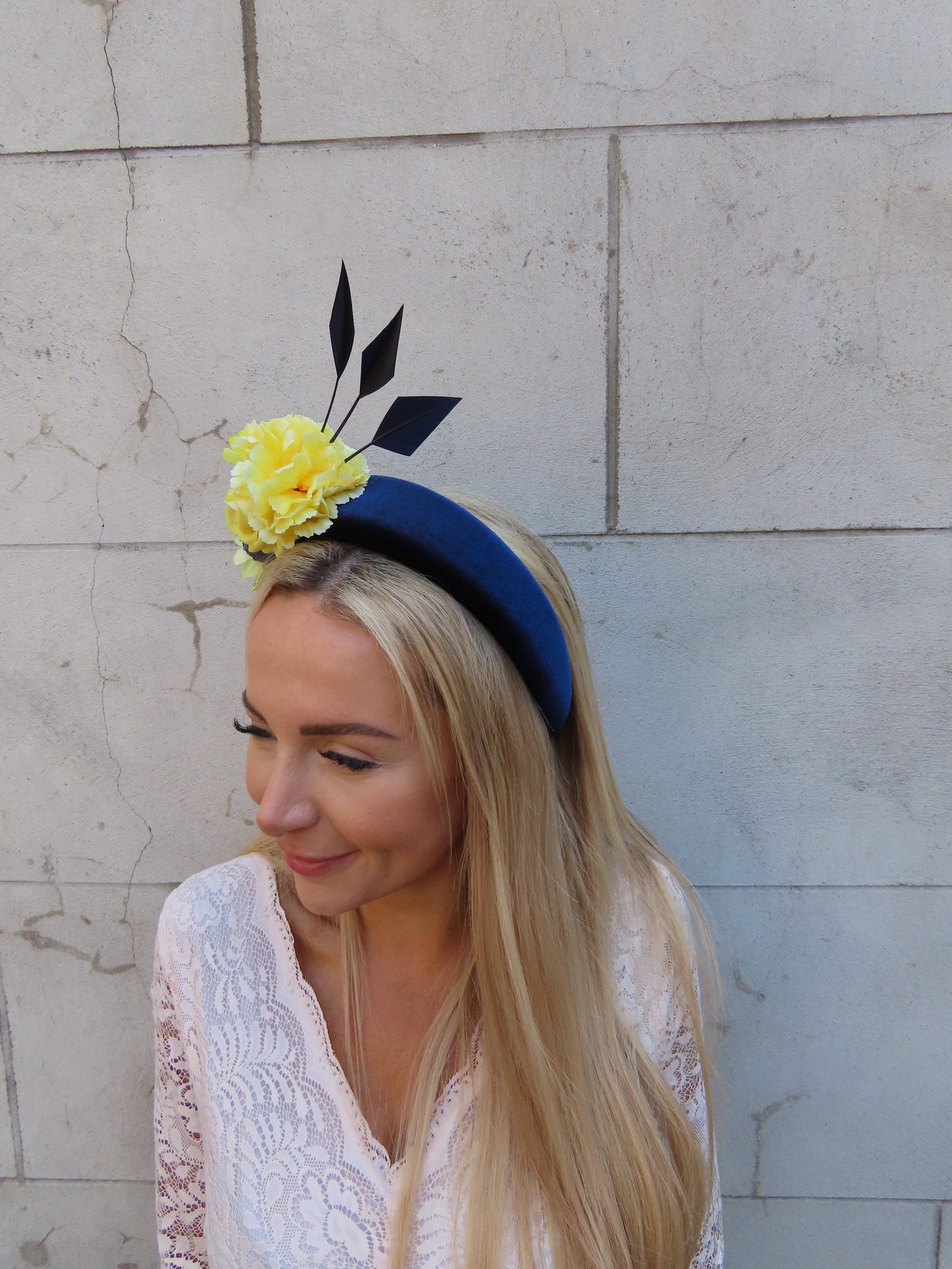Navy Blue & Yellow Flower Headband