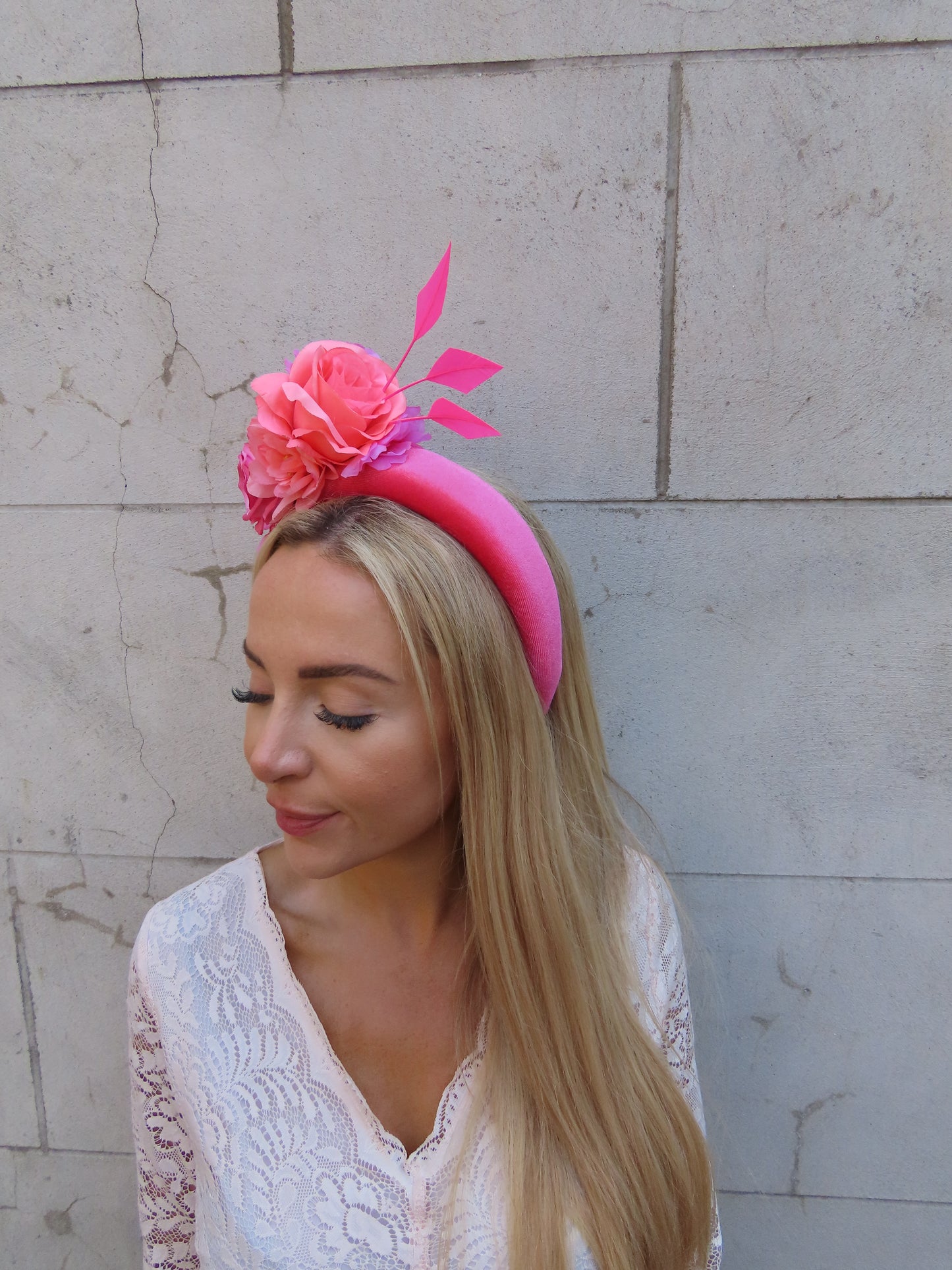 Coral & Pink Flower Fascinator Headpiece