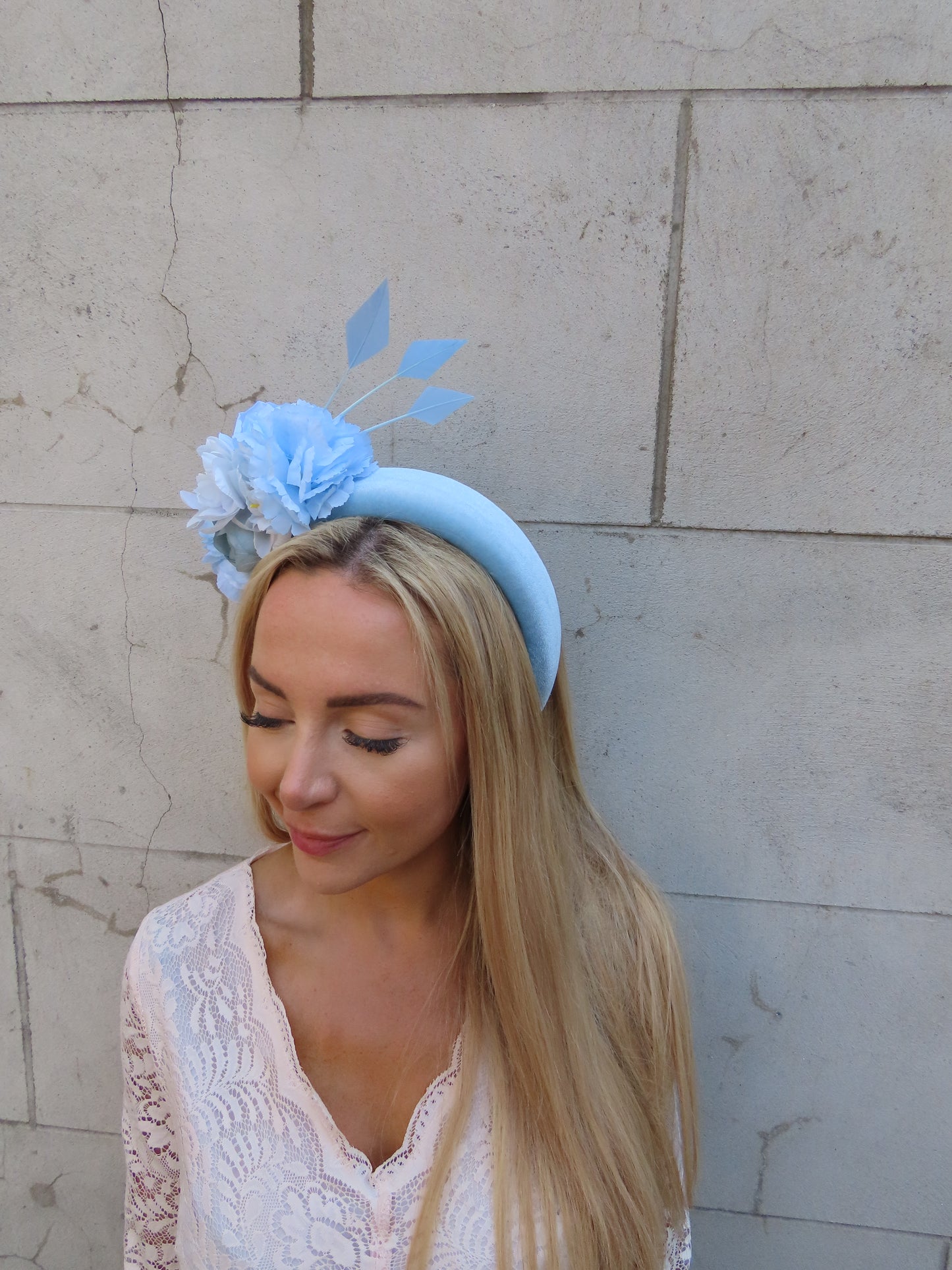 Light Blue Velvet Floral Headpiece