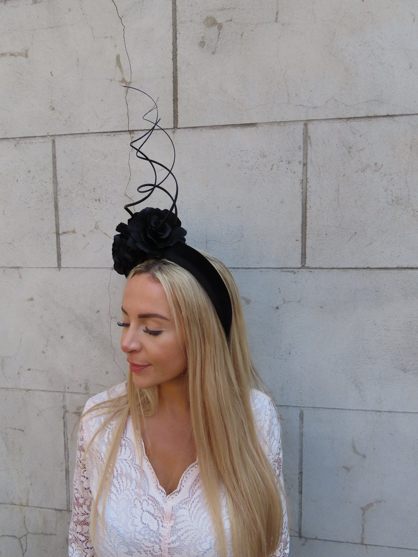 Black Rose Flower Statement Headpiece