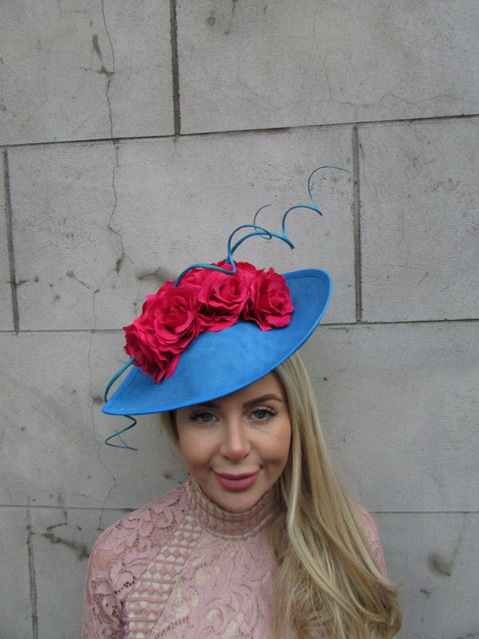Turquoise & Hot Pink Large Flower Hatinator