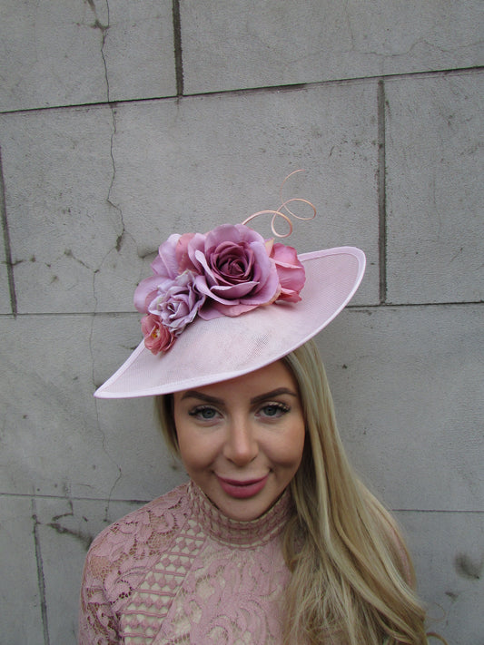 Large Mauve Pink Fascinator Hat