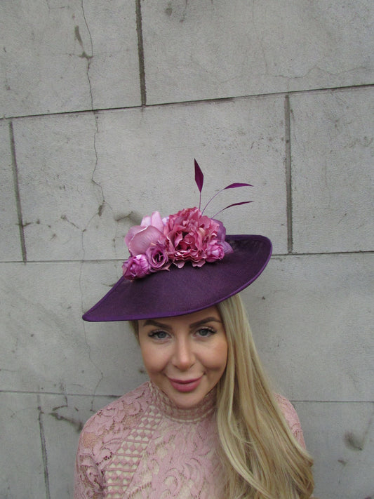 Large Plum Rose Floral Teardrop Hatinator
