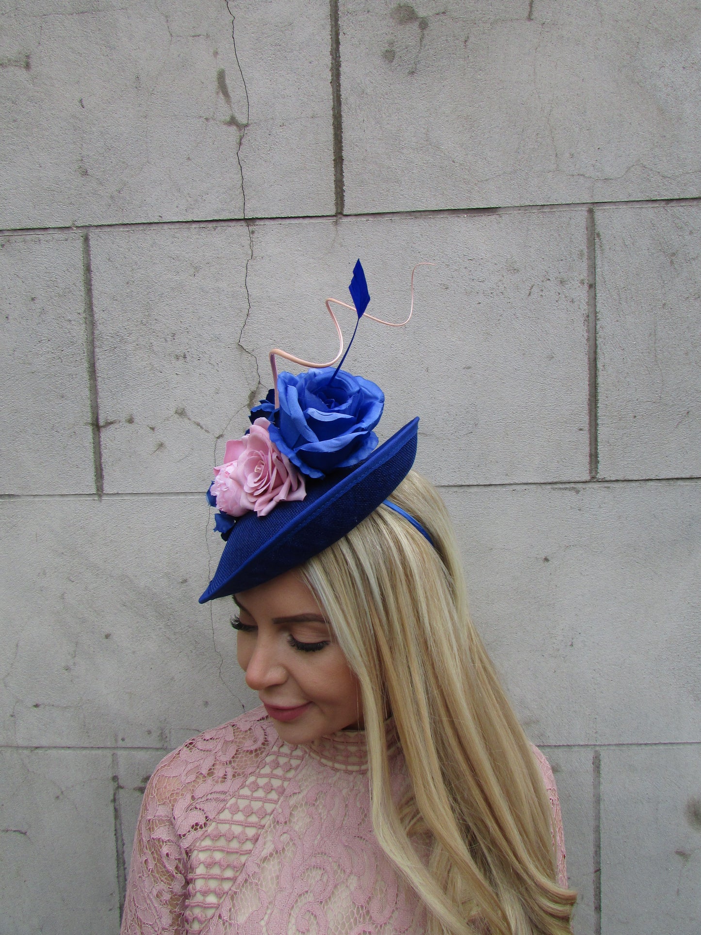 Royal Blue & Dusky Blush Pink Disc Hatinator