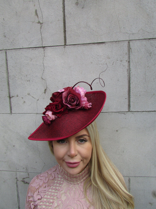Large Burgundy & Mauve Rose Teardrop