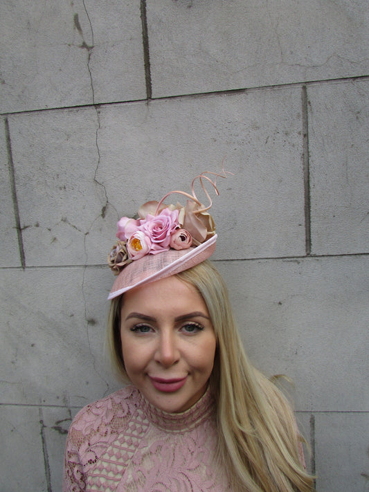 Blush & Nude Flower Fascinator Hat
