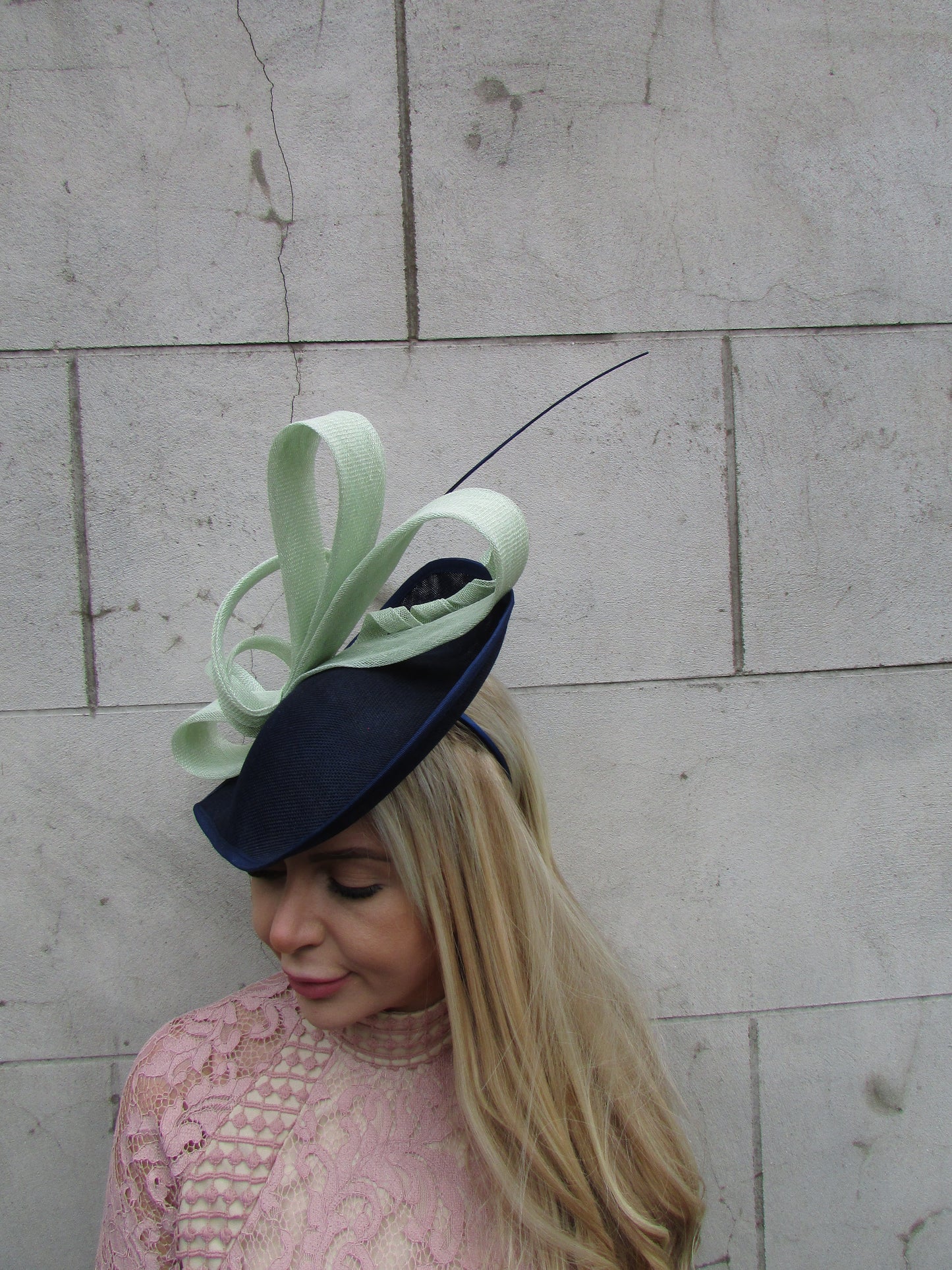 Large Navy Blue & Mint Teardrop Hatinator