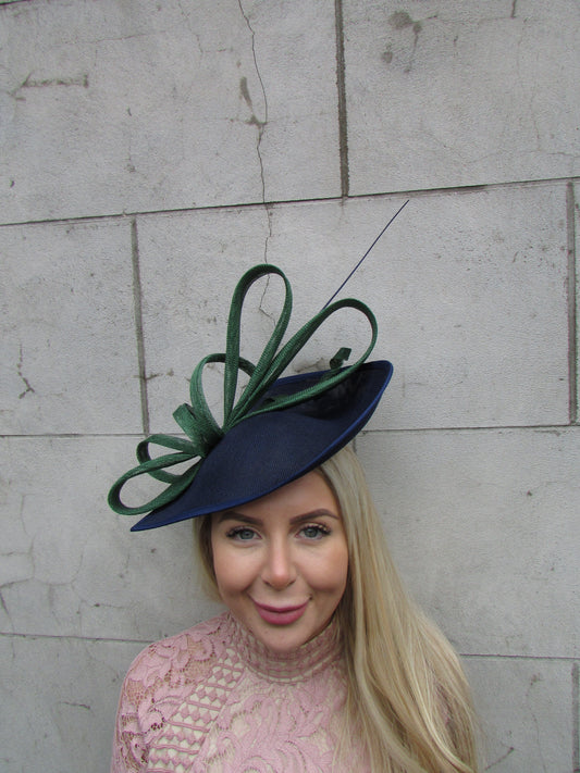 Large Navy Blue & Dark Green Teardrop Hatinator