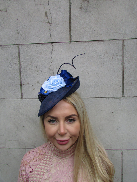 Navy & Blues Flower Fascinator Hat