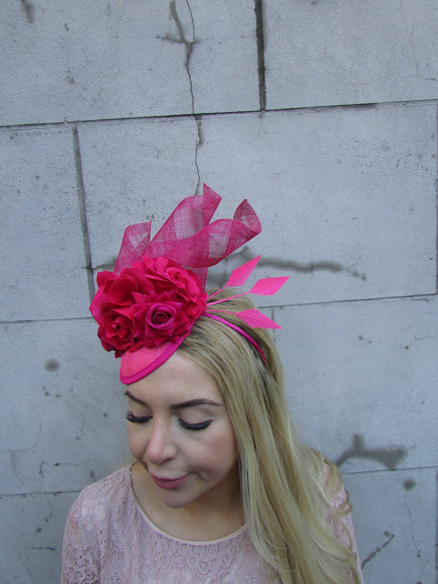 Fuchsia Pink Floral Hat Fascinator