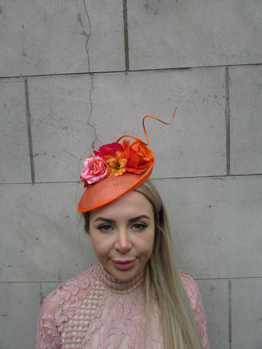 Orange & Coral Fascinator Hat