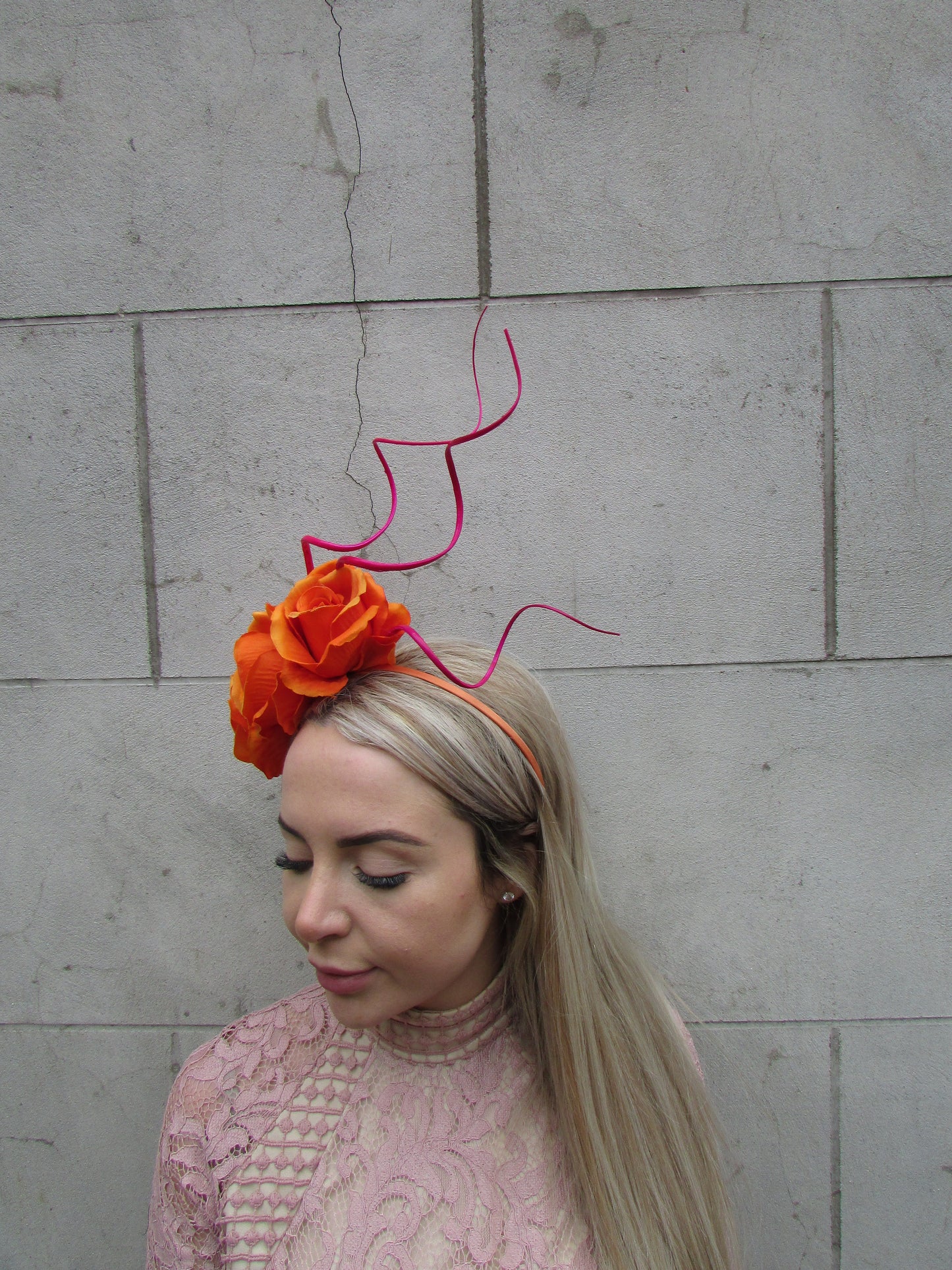 Orange & Pink Rose Statement Headband
