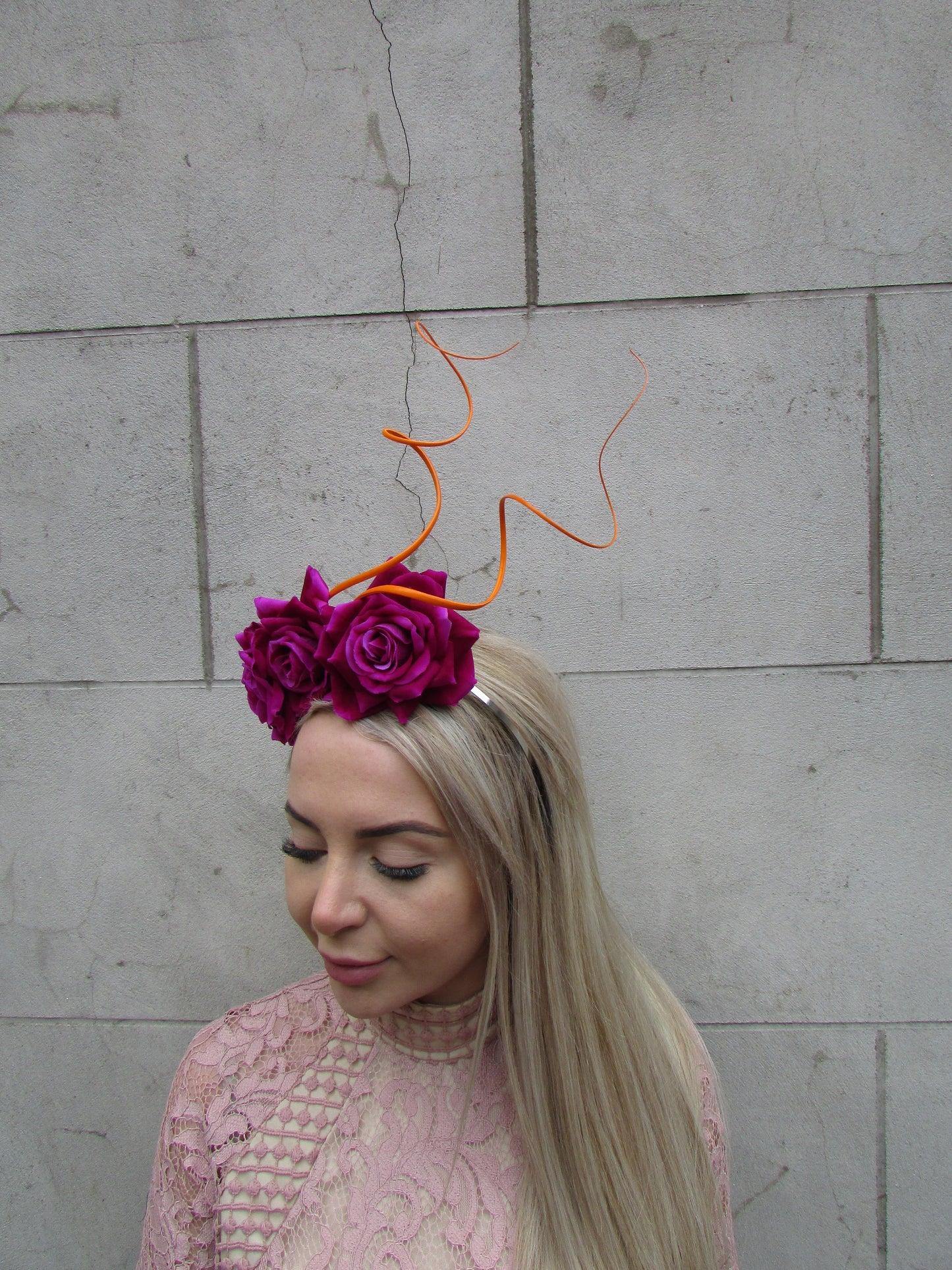 Orange & Magenta Rose Statement Headband