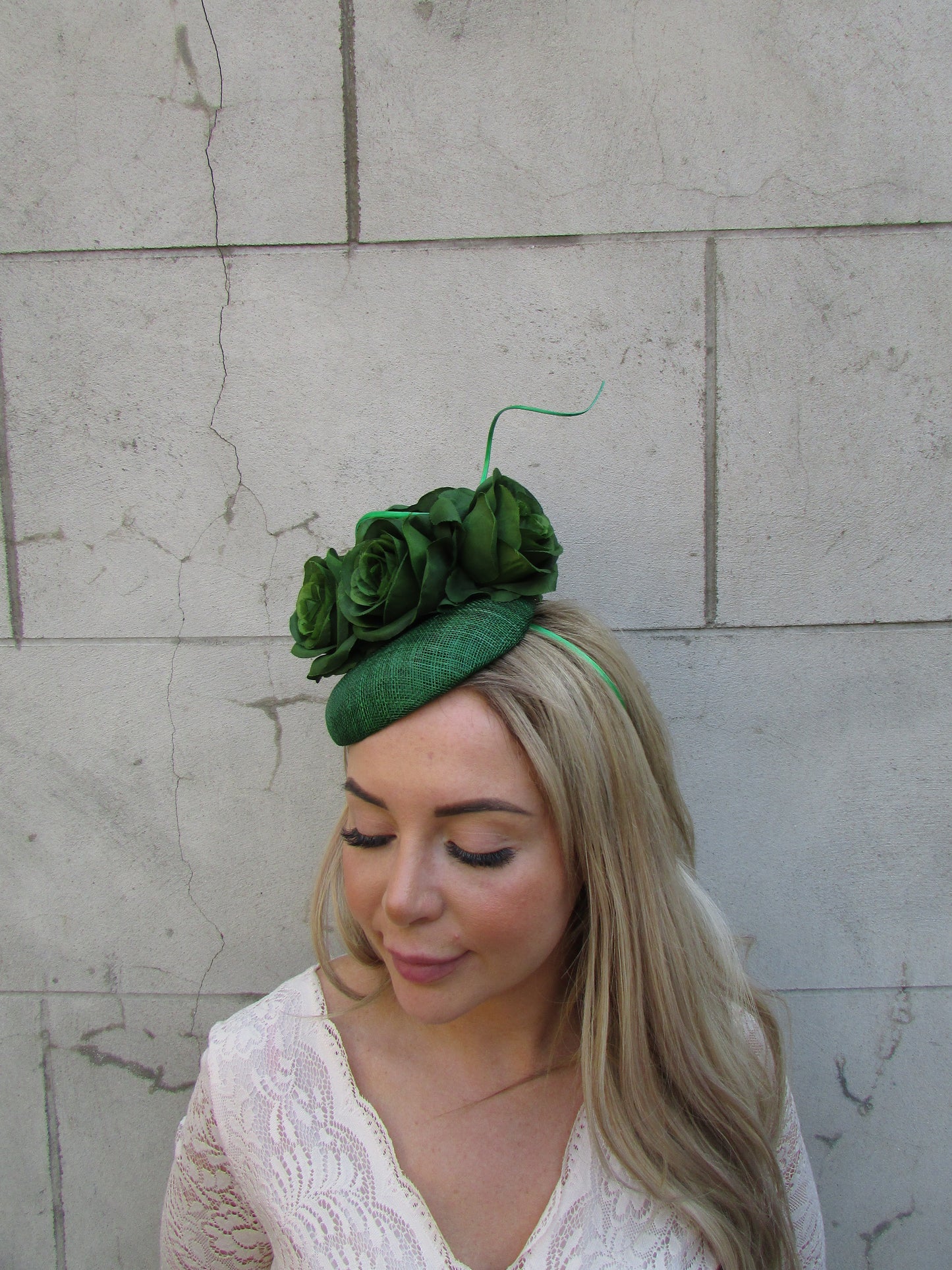 Forest Emerald Green Veil Pillbox Hat