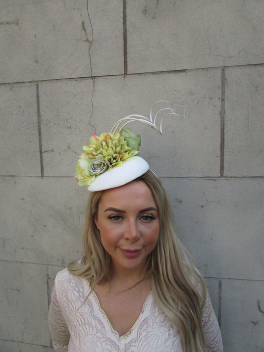 Ivory & Chartreuse Pillbox Hat Fascinator