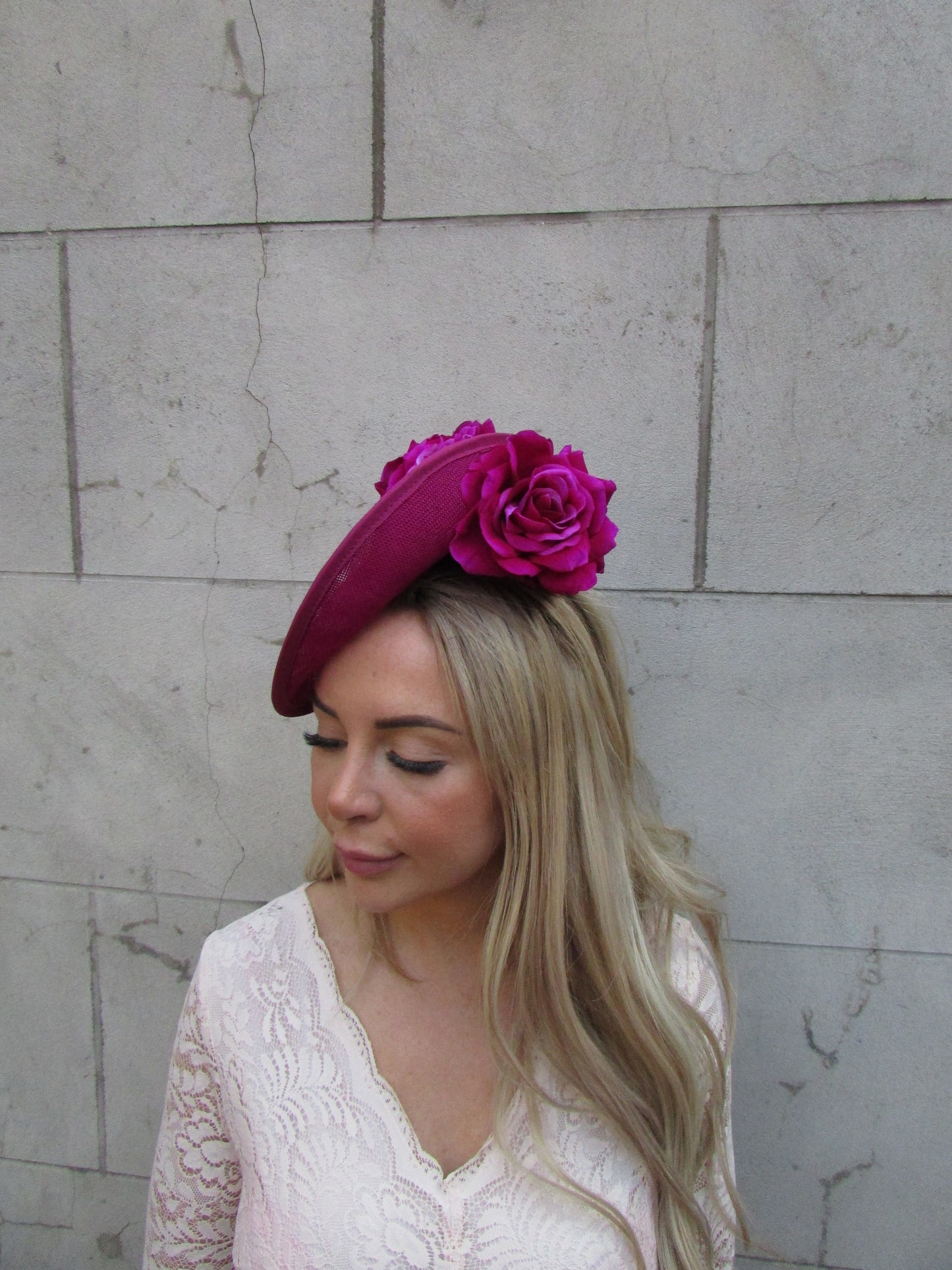 Large Magenta Rose Disc Hatinator