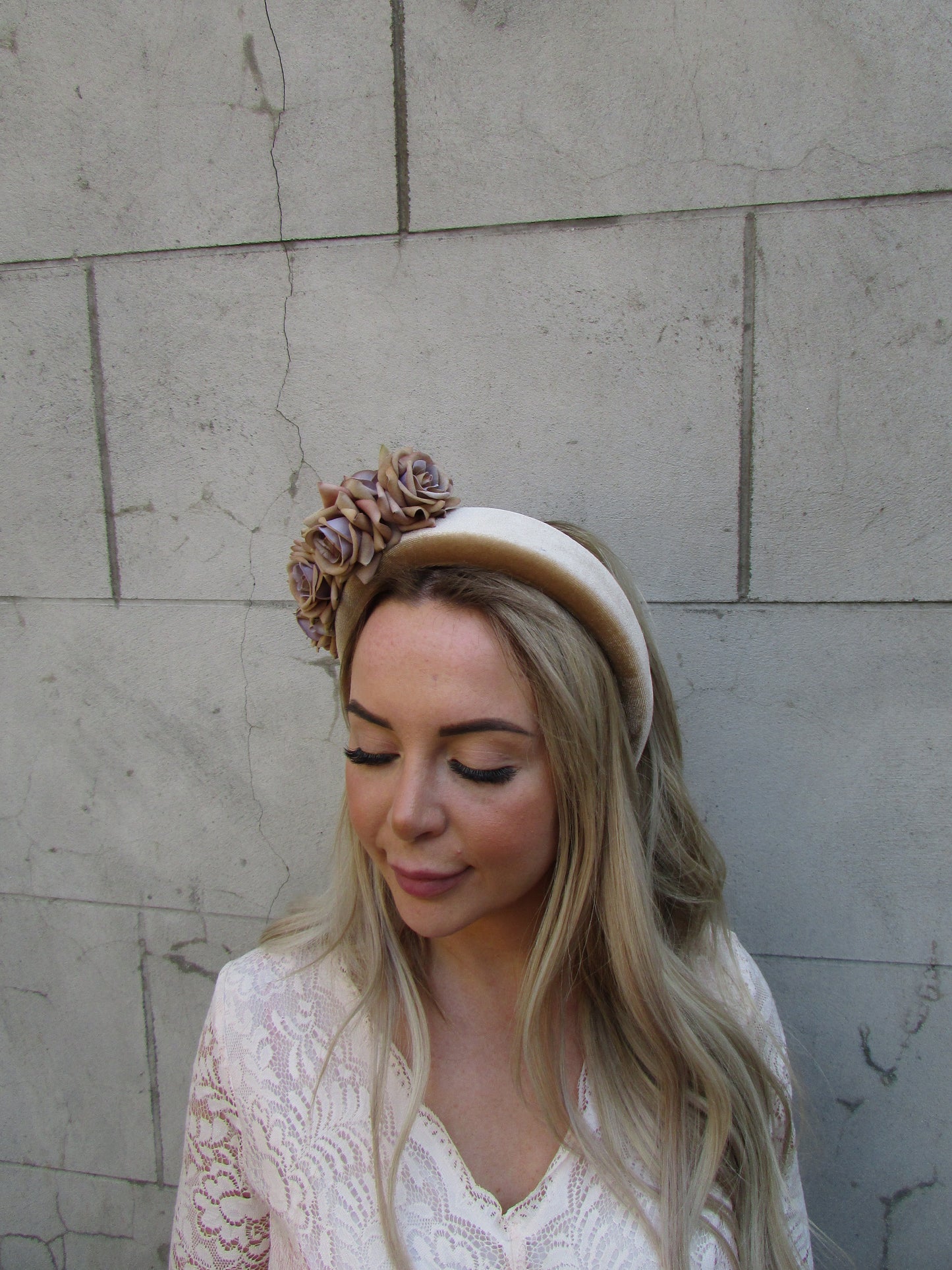 Nude Rose Flower Fascinator Headband