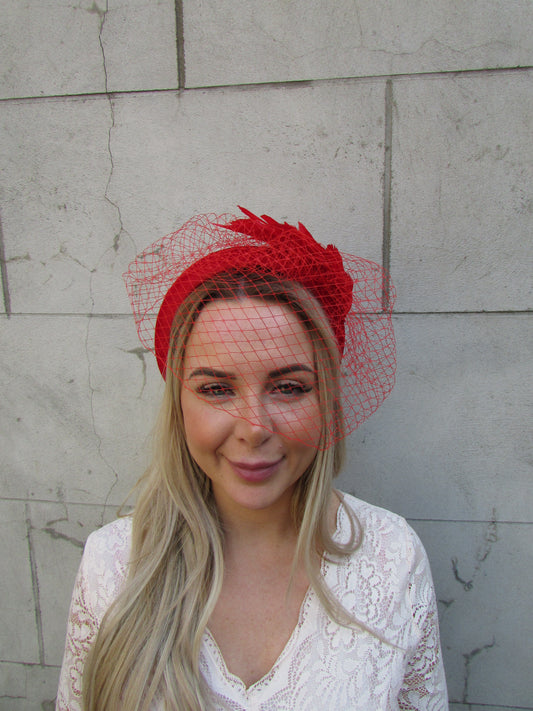 Red Feather Veil Headband