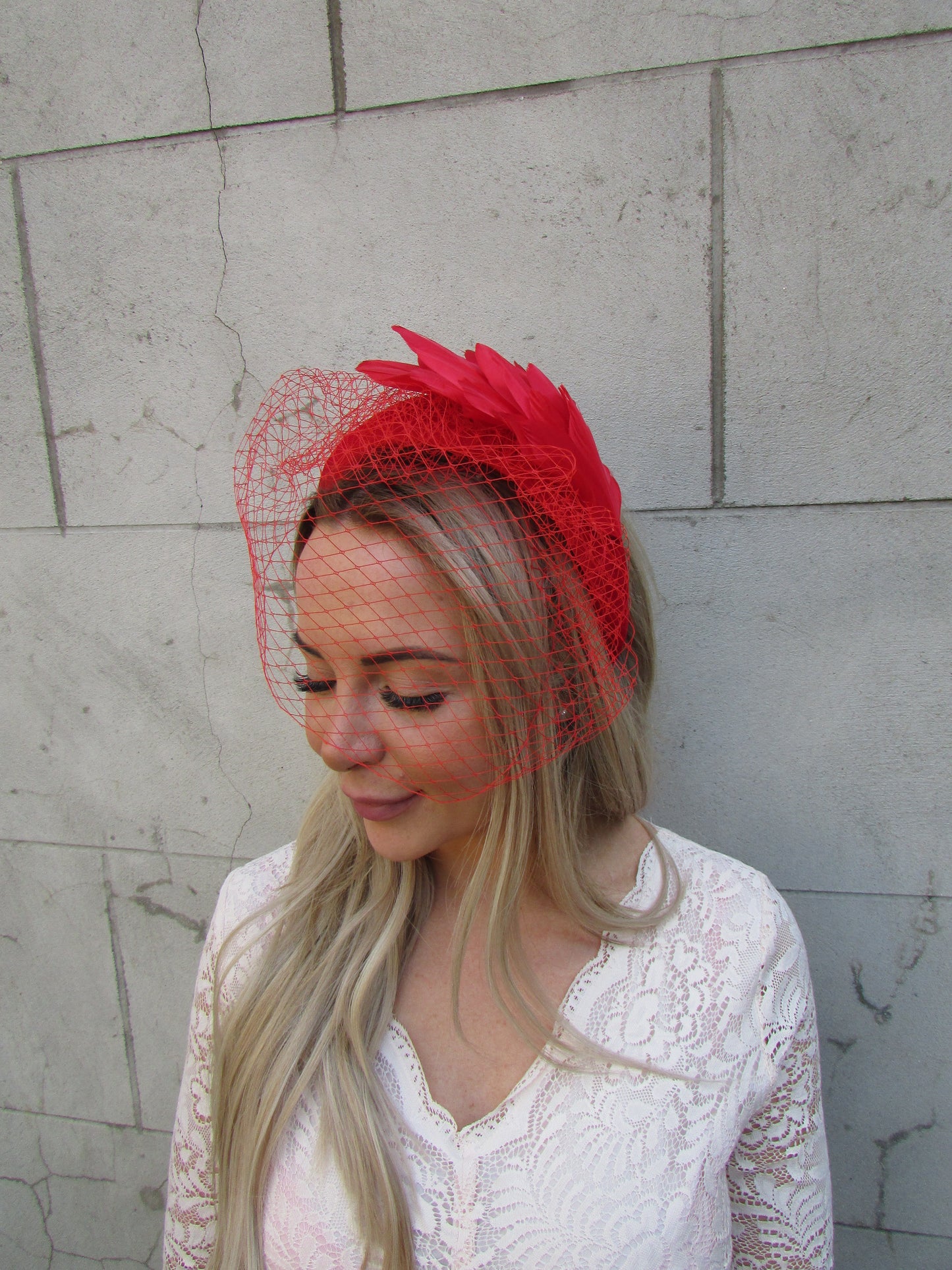 Red Feather Veil Headband