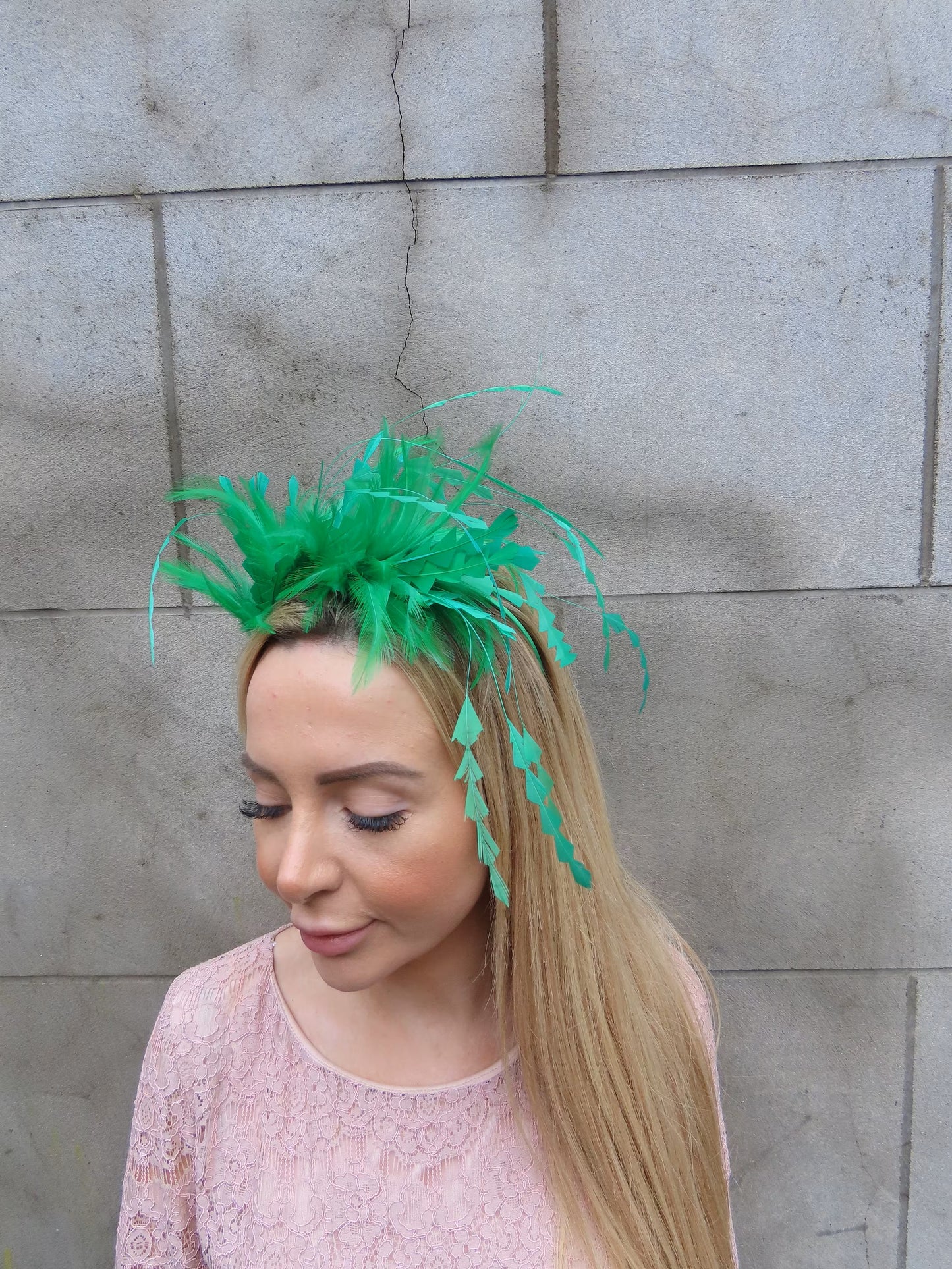 Bright Emerald Green Feather Fascinator Headband