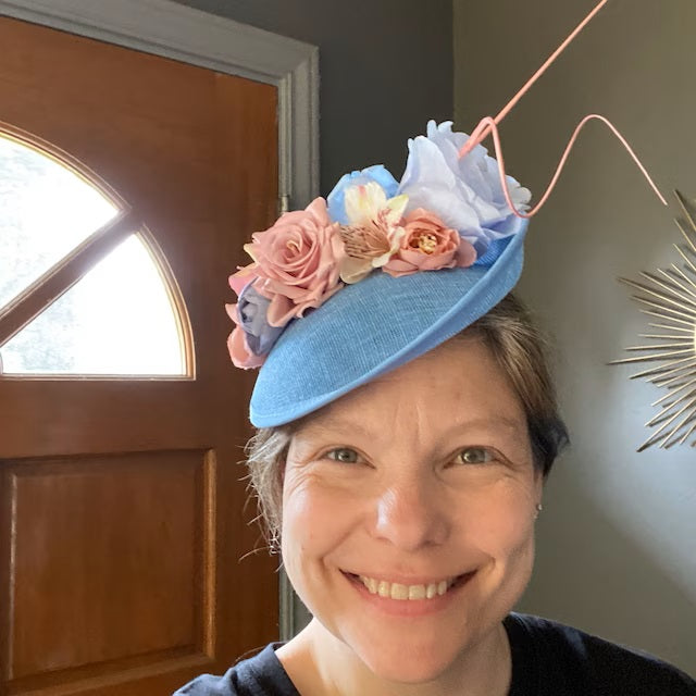 Light Blue Blush Pink Flower Disc Hatinator sh-151