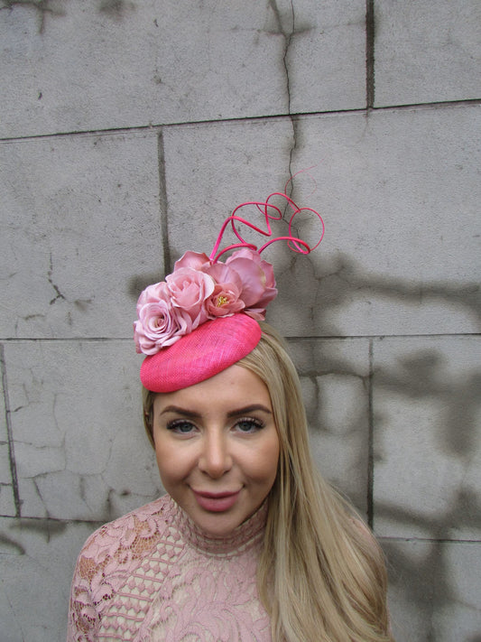 Hot Pink & Dusky Flower Fascinator Hat