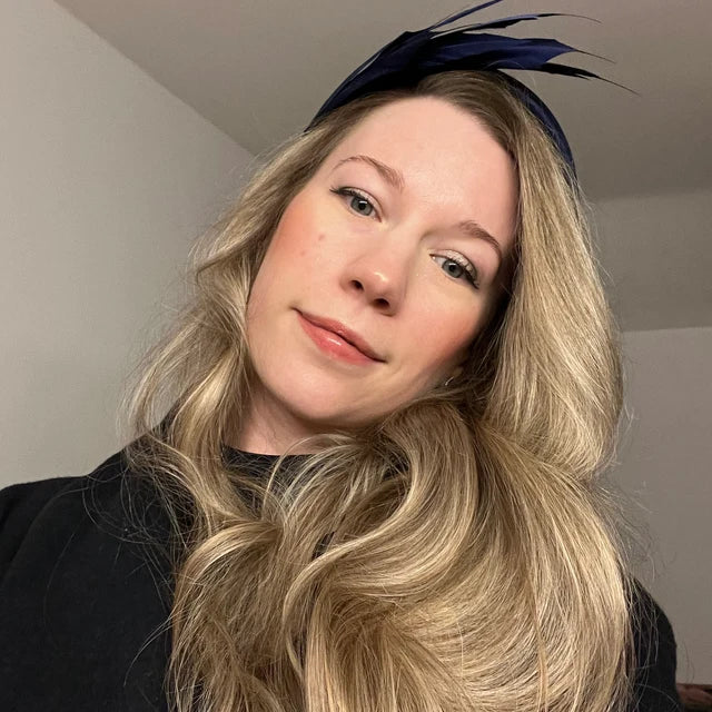 Navy Blue Velvet Feather Fascinator