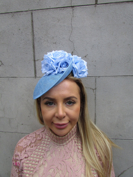 Light Blue Floral Fascinator Hat