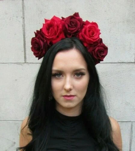 Burgundy & Red Rose Flower Headband