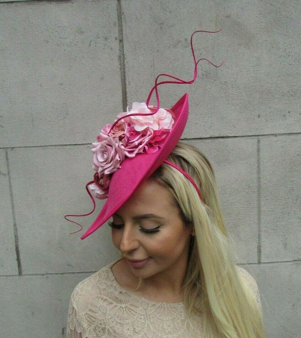 Large Hot Pink & Dusky Blush Fascinator
